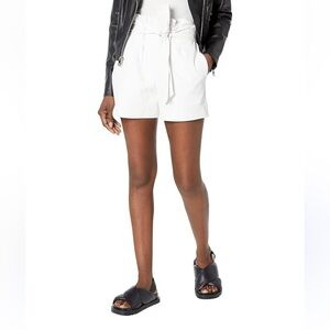 Commando Revolve Faux Leather Paper Bag Shorts in White NWOT Large
